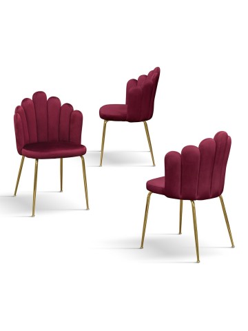 Sedia in Velluto Bordeaux con Struttura in Metallo