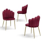 Sedia in Velluto Bordeaux con Struttura in Metallo