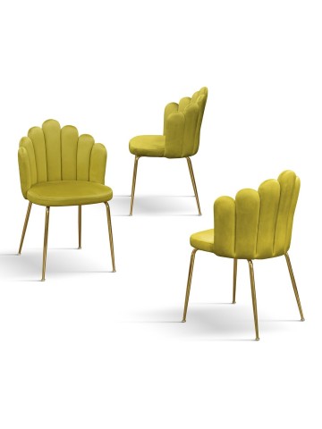 Sedia in Velluto Panna con Struttura in Metallo