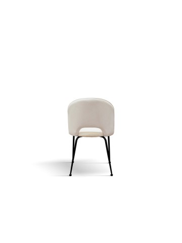 Sedia Moderna struttura in metallo, seduta imbottita in velluto - Panna