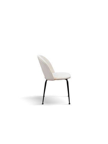 Sedia Moderna struttura in metallo, seduta imbottita in velluto - Panna