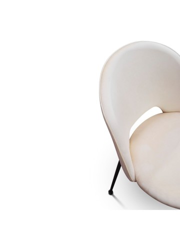 Sedia Moderna struttura in metallo, seduta imbottita in velluto - Panna