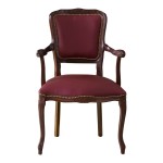 Poltrona Parigina in Legno Intarsiato Noce Rivestimento Ecopelle Bordeaux