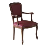 Poltrona Parigina in Legno Intarsiato Noce Rivestimento Ecopelle Bordeaux