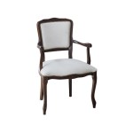 Poltrona Parigina in Legno Massello Intarsiato seduta in Ecopelle Bianca