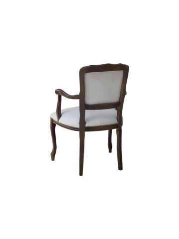 Poltrona Parigina in Legno Massello Intarsiato seduta in Ecopelle Bianca