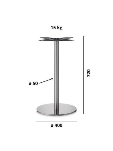 Base Tavolo con Colonna Sottile e Basamento Tondo Piatto - Inox satinato