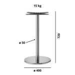 Dimensione Base Tavolo con Colonna Sottile e Basamento Tondo Piatto - Inox satinato