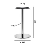 Dimensioni Base Tavolo con Colonna Sottile e Basamento Tondo Piatto - Acciaio Cromato