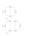 Tavolo allungabile con gambe incrociate nere in metallo e piano bianco frassino