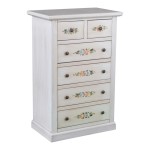 Cassettiera in legno Shabby chic decorato a mano 4+2 cassetti