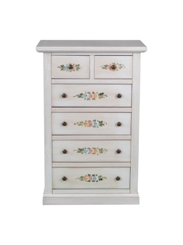 Cassettiera in legno Shabby chic decorato a mano 4+2 cassetti