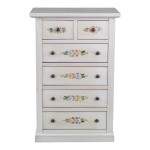 Cassettiera in legno Shabby chic decorato a mano 4+2 cassetti