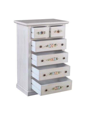 Cassettiera in legno Shabby chic decorato a mano 4+2 cassetti