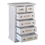 Cassettiera in legno Shabby chic decorato a mano 4+2 cassetti