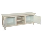 Porta TV Basso Shabby Chic 2 Ante con Vano Giorno Bianco Anticato