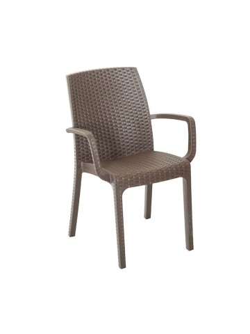 Sedia da giardino impilabile effetto rattan in poliuretano per esterni