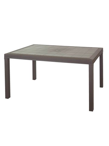 Tavolo quadrato effetto rattan in poliuretano da esterno