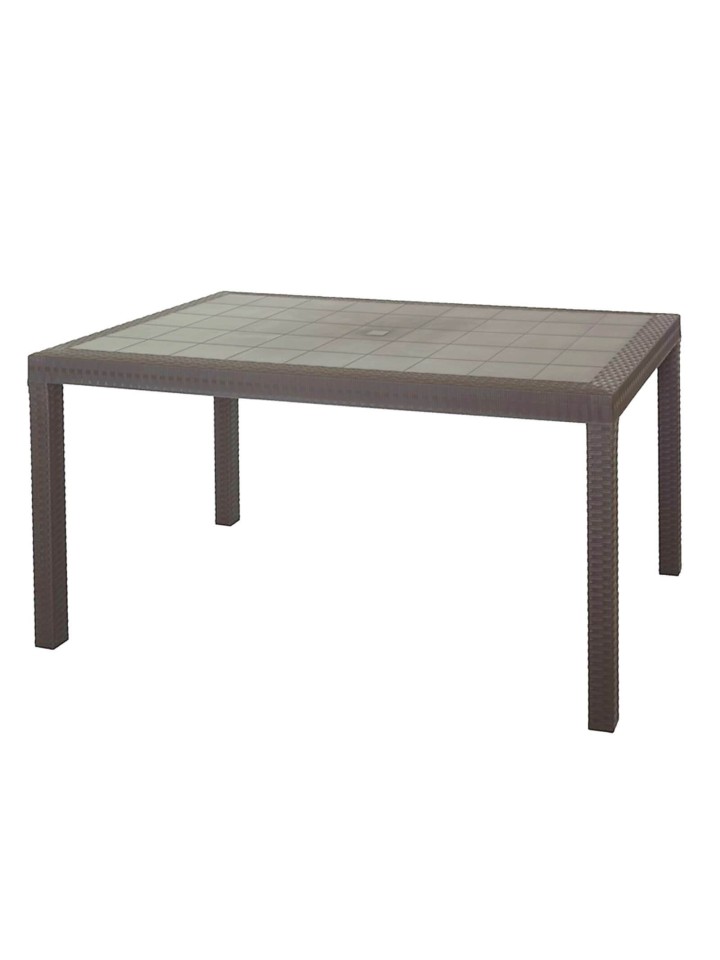 Tavolo quadrato effetto rattan in poliuretano da esterno