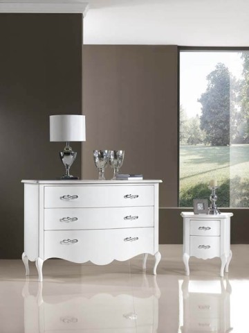 Comò bombato 3 cassetti piede curvo