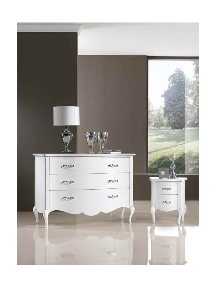 Trittico classico per camera da letto (comò + 2 comodini)