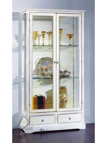 Vetrina 2 ante con cassetti - Bianco Decò