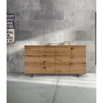 CREDENZA IN ROVERE NODATO SPAZZOLATO CON PIEDI IN METALLO