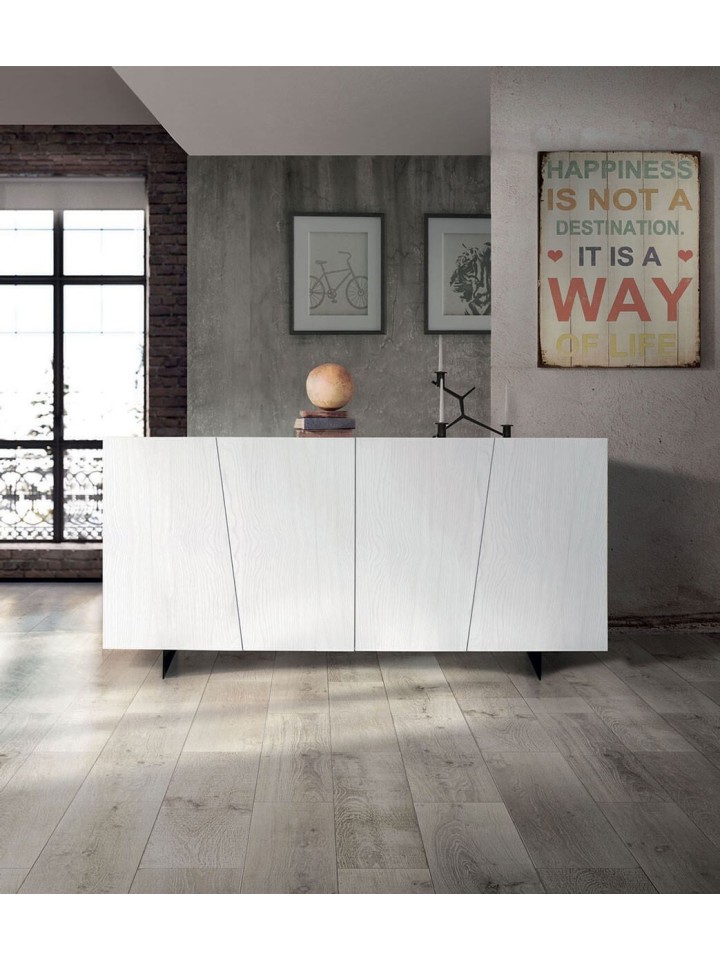 Credenza in abete bianco spazzolato piedi in metallo