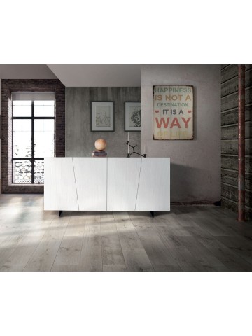 CREDENZA IN ROVERE NODATO SPAZZOLATO CON PIEDI IN METALLO
