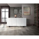 CREDENZA IN ROVERE NODATO SPAZZOLATO CON PIEDI IN METALLO