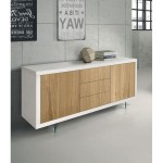 Credenza moderna bianco e rovere con piedi in metallo