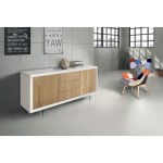 Credenza moderna bianco e rovere con piedi in metallo