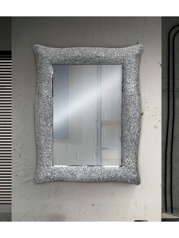 Specchio con cornice ondulata argento effetto mosaico