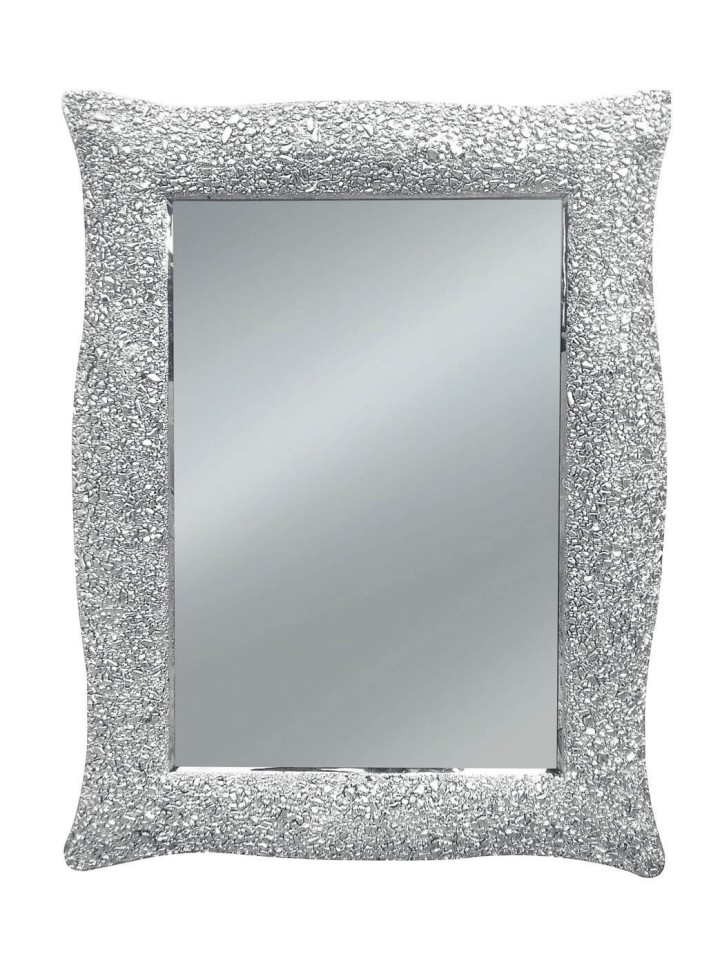 Specchio con cornice ondulata argento effetto mosaico