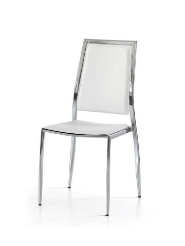 Sedia moderna in ecopelle con telaio in acciaio cromato