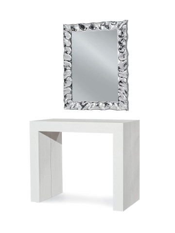 Tavolo consolle legno bianco consumato allungabile