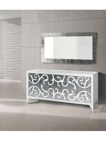 Credenza moderna in Legno bianca e argento