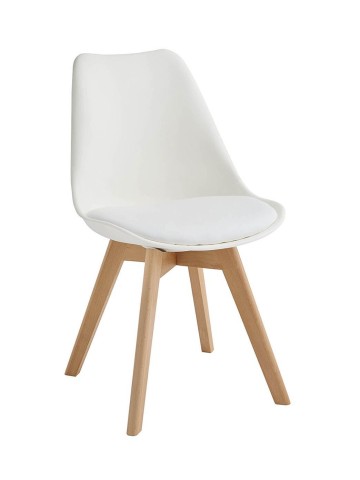 Sedia in propilene bianca e gambe in legno naturale