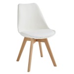Sedia in propilene bianca e gambe in legno naturale