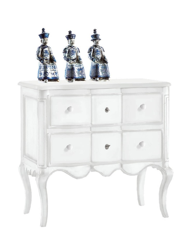 Comò classico in legno piede a sciabola