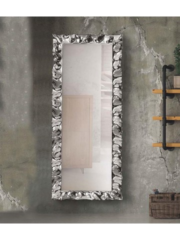 Specchiera moderna 170x70 con cornice argento in vetro