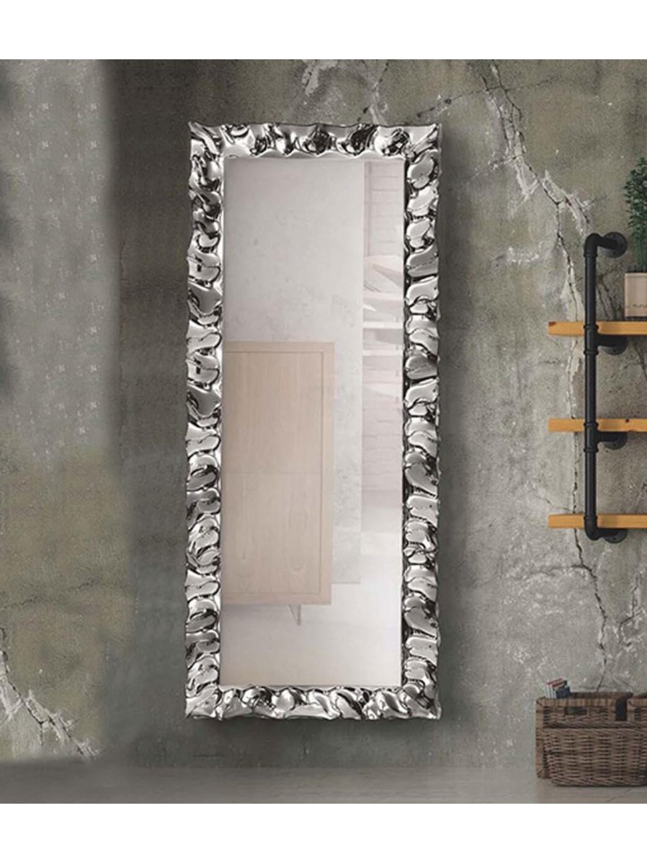 Specchiera moderna 170x70 con cornice argento in vetro
