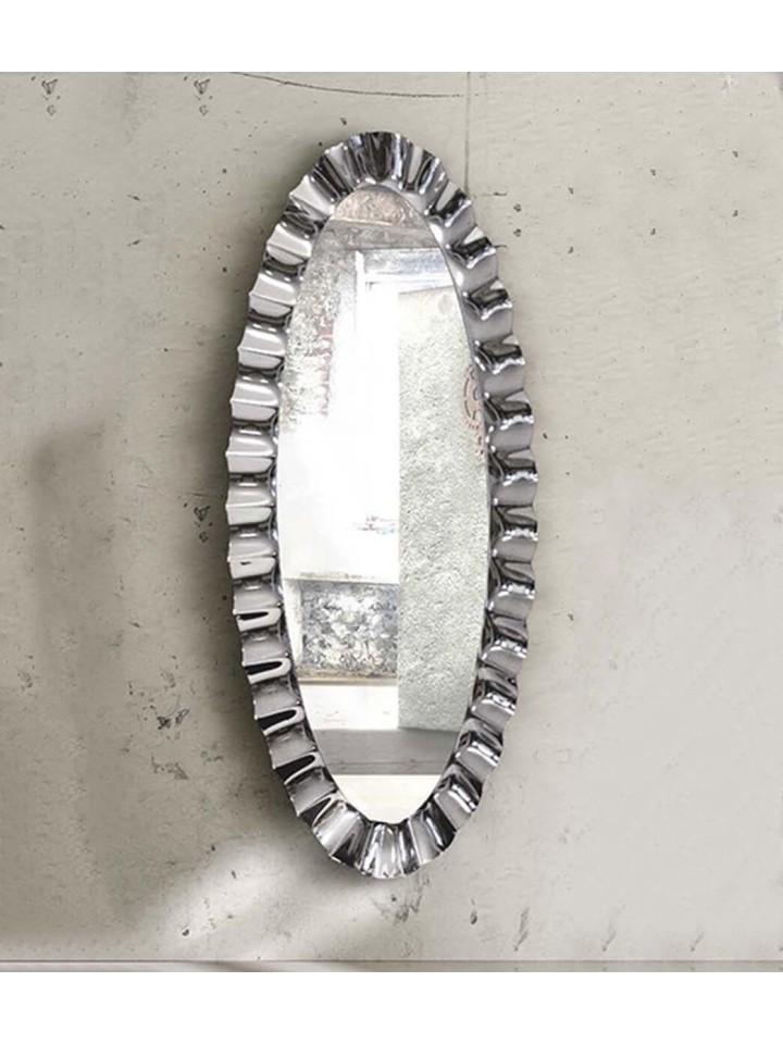 Specchio ovale 190x90 con cornice in vetro argento nebulizzato