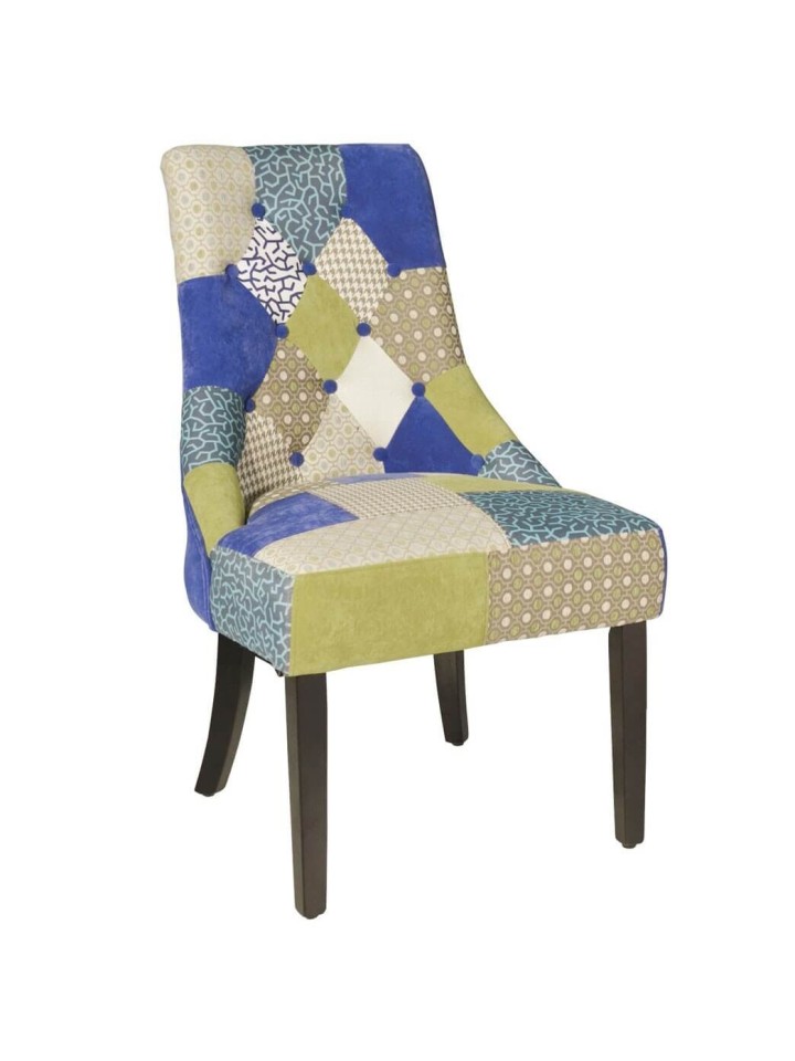 Poltrona patchwork imbottita in tessuto