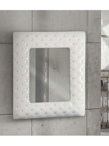 Specchiera 100x92 con cornice bianca e swarovski