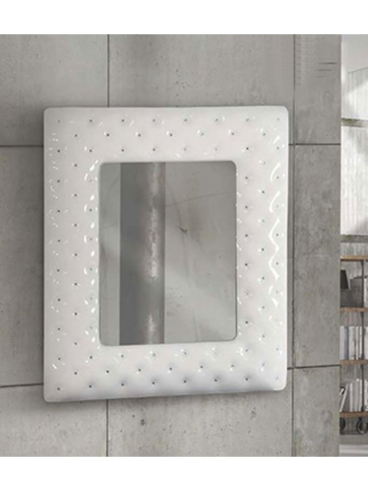 Specchiera 100x92 con cornice bianca e swarovski