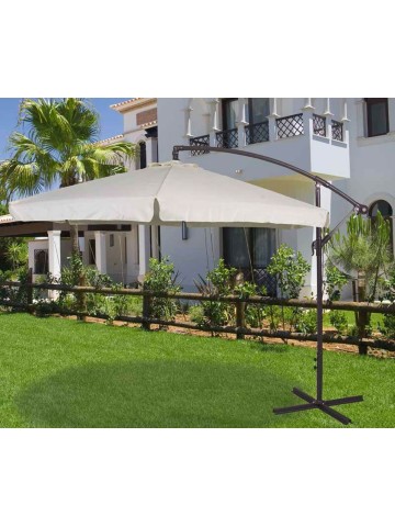 Ombrellone parasole 3x3 m ruotante palo laterale a sbalzo base a croce