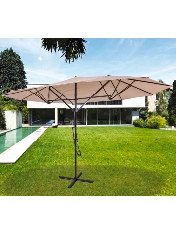 Ombrellone parasole Ecrù Coveri Garden 2,5 x 4,3 m palo laterale base a croce