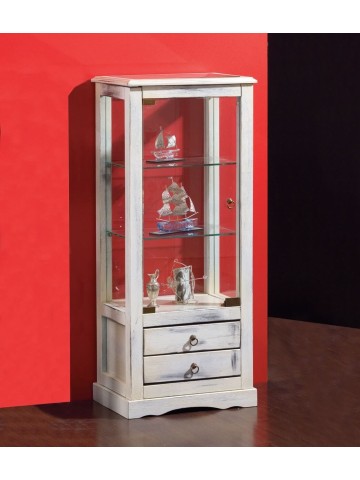 Vetrina 1 anta con cassetti - Bianco Decò