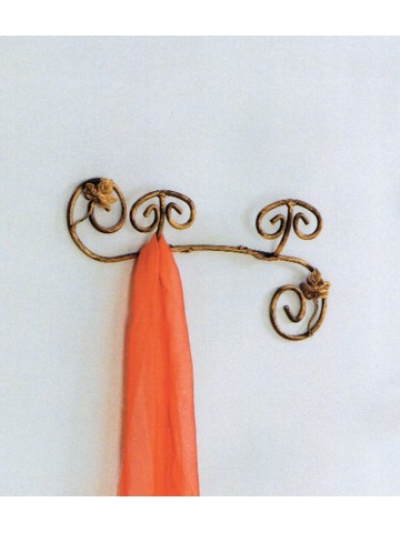 Appendiabiti a muro aritigianale in ferro battuto 2 posti con foglie